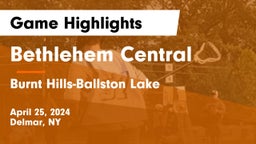 Bethlehem Central  vs Burnt Hills-Ballston Lake  Game Highlights - April 25, 2024