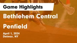 Bethlehem Central  vs Penfield  Game Highlights - April 1, 2024