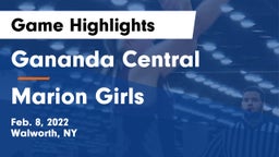Gananda Central  vs Marion Girls Game Highlights - Feb. 8, 2022
