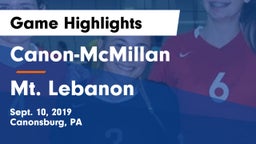 Canon-McMillan  vs Mt. Lebanon  Game Highlights - Sept. 10, 2019