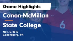 Canon-McMillan  vs State College Game Highlights - Nov. 5, 2019