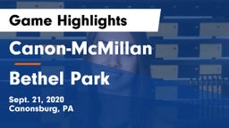 Canon-McMillan  vs Bethel Park  Game Highlights - Sept. 21, 2020