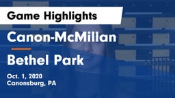 Canon-McMillan  vs Bethel Park  Game Highlights - Oct. 1, 2020