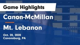 Canon-McMillan  vs Mt. Lebanon  Game Highlights - Oct. 20, 2020