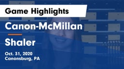 Canon-McMillan  vs Shaler Game Highlights - Oct. 31, 2020