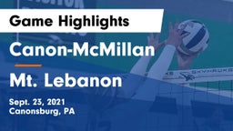 Canon-McMillan  vs Mt. Lebanon  Game Highlights - Sept. 23, 2021