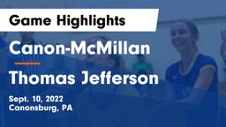 Canon-McMillan  vs Thomas Jefferson  Game Highlights - Sept. 10, 2022