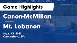 Canon-McMillan  vs Mt. Lebanon  Game Highlights - Sept. 13, 2022