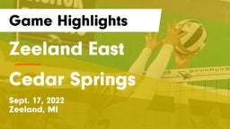 Zeeland East  vs Cedar Springs  Game Highlights - Sept. 17, 2022