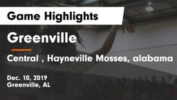 Greenville  vs Central , Hayneville  Mosses, alabama Game Highlights - Dec. 10, 2019