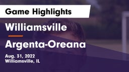 Williamsville  vs Argenta-Oreana  Game Highlights - Aug. 31, 2022