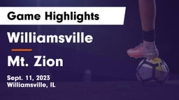 Williamsville  vs Mt. Zion  Game Highlights - Sept. 11, 2023