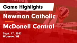 Newman Catholic  vs McDonell Central Game Highlights - Sept. 17, 2022