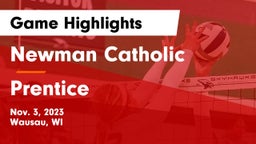 Newman Catholic  vs Prentice  Game Highlights - Nov. 3, 2023