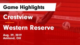 Crestview  vs Western Reserve  Game Highlights - Aug. 29, 2019