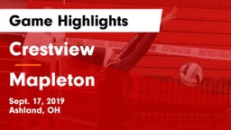 Crestview  vs Mapleton Game Highlights - Sept. 17, 2019