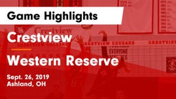 Crestview  vs Western Reserve  Game Highlights - Sept. 26, 2019