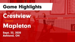 Crestview  vs Mapleton  Game Highlights - Sept. 22, 2020
