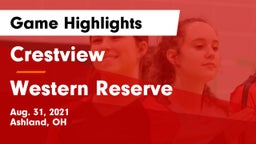 Crestview  vs Western Reserve  Game Highlights - Aug. 31, 2021