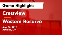Crestview  vs Western Reserve  Game Highlights - Aug. 30, 2022