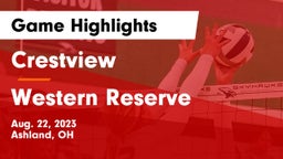 Crestview  vs Western Reserve  Game Highlights - Aug. 22, 2023