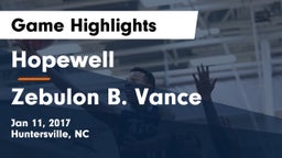 Hopewell  vs Zebulon B. Vance  Game Highlights - Jan 11, 2017