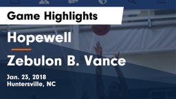 Hopewell  vs Zebulon B. Vance  Game Highlights - Jan. 23, 2018