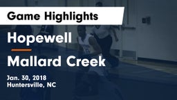 Hopewell  vs Mallard Creek  Game Highlights - Jan. 30, 2018