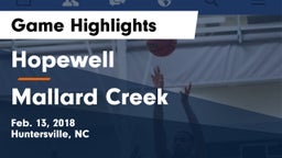 Hopewell  vs Mallard Creek  Game Highlights - Feb. 13, 2018