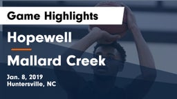Hopewell  vs Mallard Creek  Game Highlights - Jan. 8, 2019