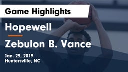 Hopewell  vs Zebulon B. Vance  Game Highlights - Jan. 29, 2019