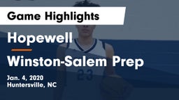 Hopewell  vs Winston-Salem Prep  Game Highlights - Jan. 4, 2020