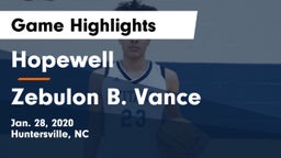 Hopewell  vs Zebulon B. Vance  Game Highlights - Jan. 28, 2020