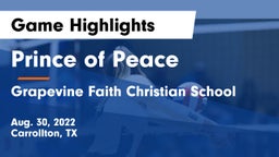 Prince of Peace  vs Grapevine Faith Christian School Game Highlights - Aug. 30, 2022