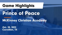 Prince of Peace  vs McKinney Christian Academy Game Highlights - Oct. 20, 2022