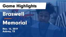 Braswell  vs Memorial Game Highlights - Nov. 16, 2019