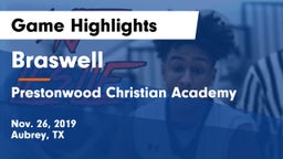 Braswell  vs Prestonwood Christian Academy Game Highlights - Nov. 26, 2019