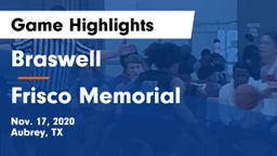 Braswell  vs Frisco Memorial  Game Highlights - Nov. 17, 2020