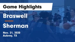 Braswell  vs Sherman  Game Highlights - Nov. 21, 2020