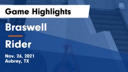 Braswell  vs Rider  Game Highlights - Nov. 26, 2021