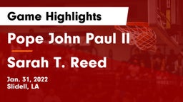 Pope John Paul II vs Sarah T. Reed  Game Highlights - Jan. 31, 2022