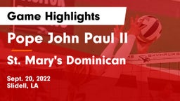 Pope John Paul II vs St. Mary's Dominican  Game Highlights - Sept. 20, 2022