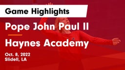 Pope John Paul II vs Haynes Academy Game Highlights - Oct. 8, 2022