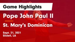 Pope John Paul II vs St. Mary's Dominican  Game Highlights - Sept. 21, 2021