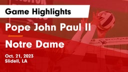 Pope John Paul II vs Notre Dame  Game Highlights - Oct. 21, 2023