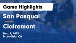 San Pasqual  vs Clairemont  Game Highlights - Dec. 9, 2023