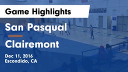 San Pasqual  vs Clairemont  Game Highlights - Dec 11, 2016
