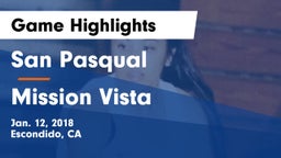 San Pasqual  vs Mission Vista Game Highlights - Jan. 12, 2018
