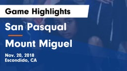 San Pasqual  vs Mount Miguel  Game Highlights - Nov. 20, 2018