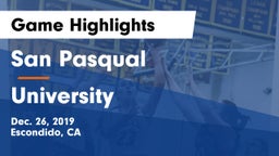 San Pasqual  vs University  Game Highlights - Dec. 26, 2019
